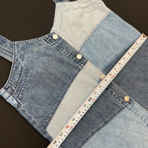 ~ GAP Small Boho Patchwork Denim Mini Dress Button Up 100% Cotton Light/Med/Dark - Picture 10 of 13